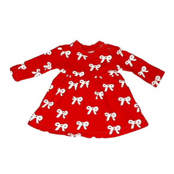 Hanna Andersson Bows Print Long Sleeve Dress Size 60cm (3-6 Months) - Picture 1 of 6